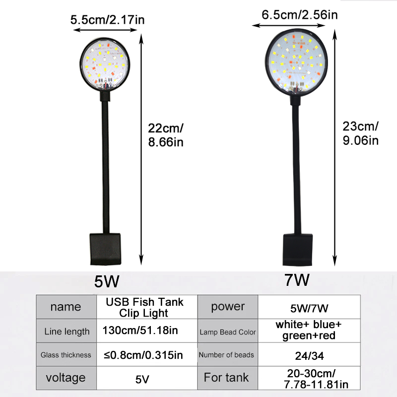 Lámpara LED USB para acuario,  - Aquarium Plant Light Spectrum reseña y precio