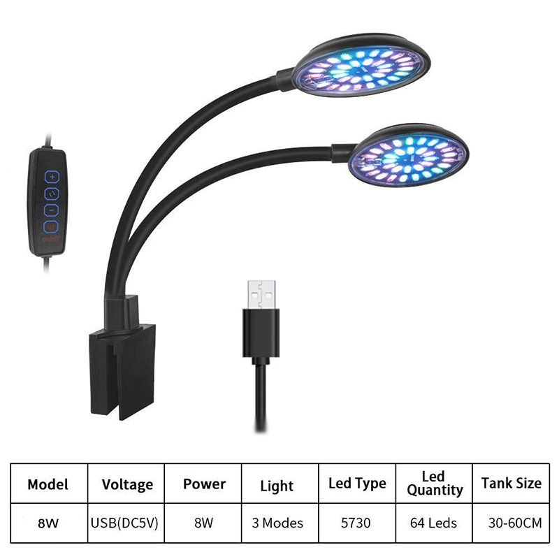 Luz LED USB para acuario, lámp - Aquarium Plant Light Spectrum reseña y precio